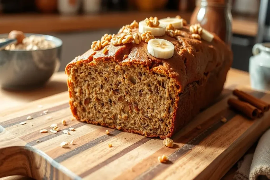 A loaf of banana bread made with just two bananas, fresh out of the oven