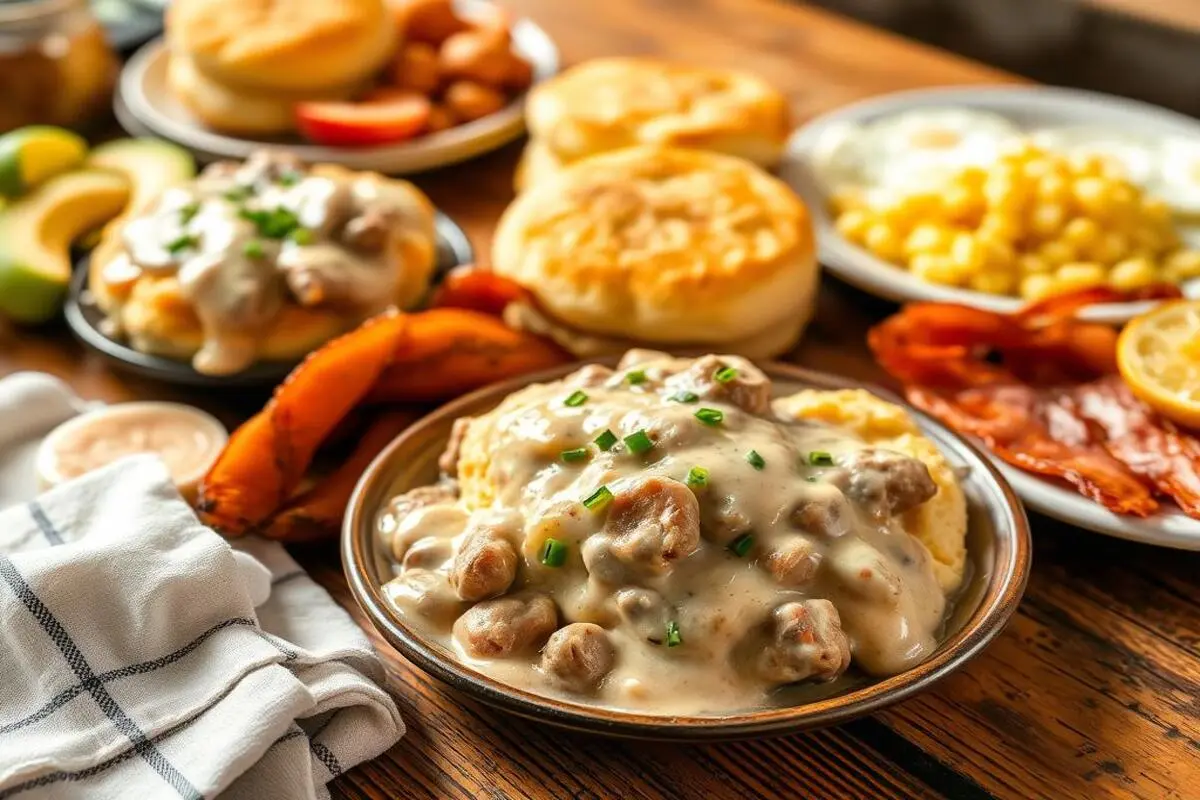 A plate of golden-brown, gluten-free biscuits, served fresh and warm with a side of butter.