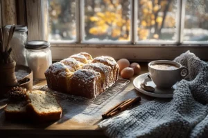 Slices of cinnamon donut bread with a golden crust and sugar-cinnamon coating, showing a soft, moist interior with cinnamon swirls.